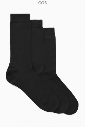 Black COS 3-Pack Mercerised Cotton Socks Socks | 670189-WKS