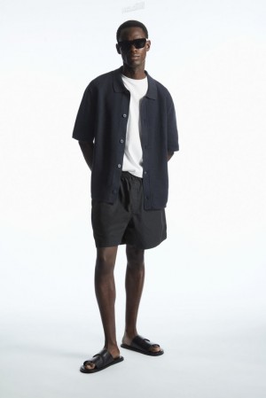 Black COS Elasticated Poplin Shorts Shorts | 247089-DTW