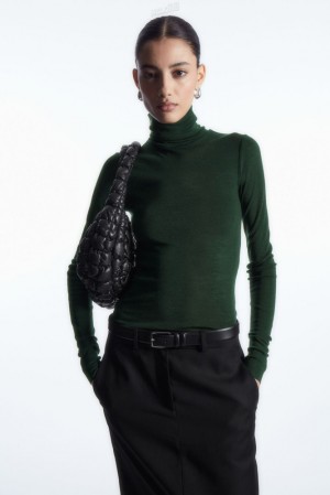 Black COS Merino Wool Turtleneck Top Tops | 917280-DGU