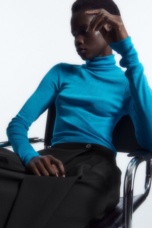 Black COS Merino Wool Turtleneck Top Tops | 430516-AHF