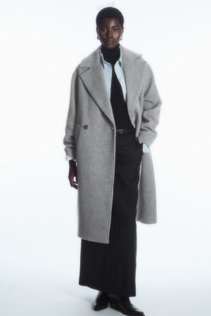 Black COS Oversized Double-Breasted Wool Coat Coats & Jackets | 438219-SXL