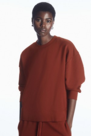 Black COS Oversized Fleece-Back Sweatshirt Sweatshirts & Hoodies | 761082-LPX