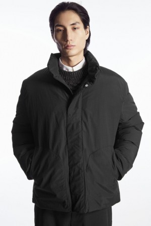 Black COS Padded Magnetic-Collar Jacket Coats & Jackets | 420917-KPE