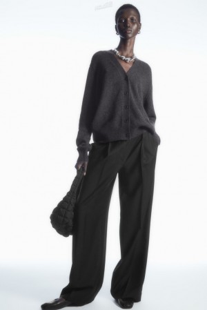 Black COS Pure Cashmere Cardigan Sweaters & Cardigans | 791382-CRF