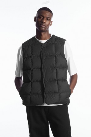 Black COS Quilted Padded Liner Gilet Coats & Jackets | 468731-VAL