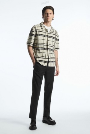 Black COS Regular-Fit Tapered Trousers Trousers | 503682-PUK