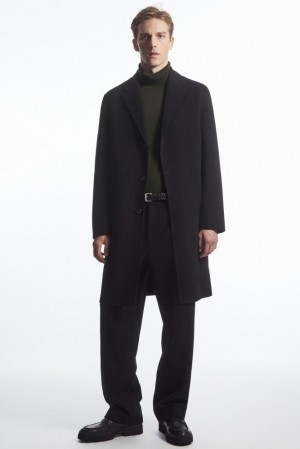 Black COS Relaxed-Fit Double-Faced Wool Coat Coats & Jackets | 057469-GLN