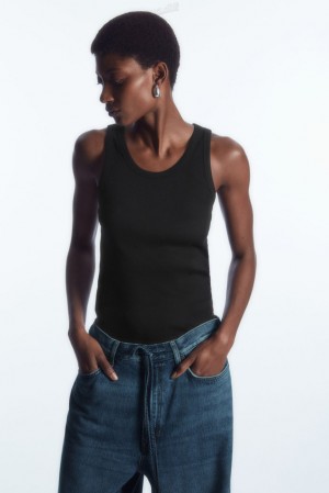 Black COS Ribbed Tank Top Tops | 652789-KIE