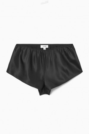 Black COS Silk-Satin Shorts Pants | 852037-PWU