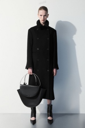 Black COS The Halo Leather Tote Bags | 085379-MDS