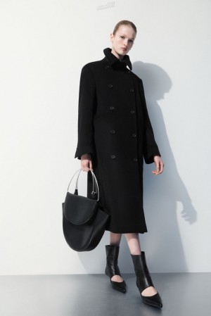 Black COS The Recycled-Cashmere Trench Coat Coats & Jackets | 549620-XLC