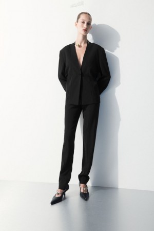 Black COS The Silk-Blend Pants Pants | 798316-WTX