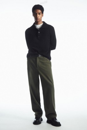 Black COS Wool-Blend Relaxed Tailored Trousers Pants | 792513-LIW