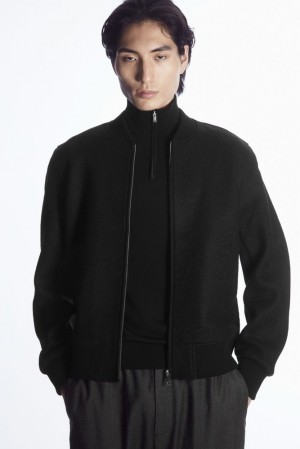 Black COS Wool Bomber Jacket Coats & Jackets | 954102-UKR