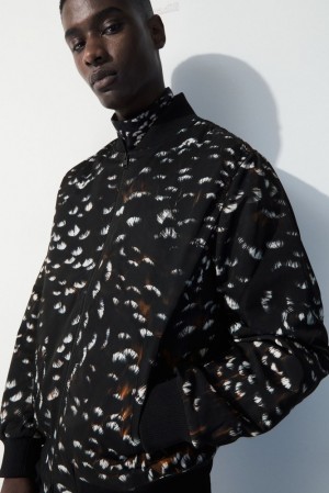 Black / Feather Print COS The Feather-Print Bomber Jacket Coats & Jackets | 065743-ZCV