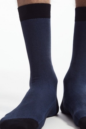 Black / Herringbone COS Herringbone Socks Socks | 284107-KAH