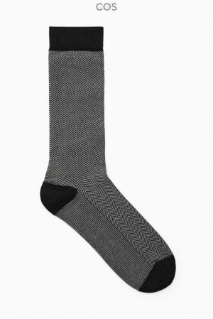 Black / Herringbone COS Herringbone Socks Socks | 078946-YLD