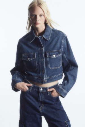 Blue COS Cropped Denim Jacket Coats & Jackets | 709361-LXT