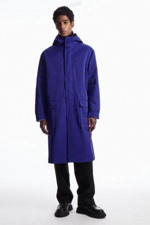 Bright Blue COS Hooded Padded Parka Coats & Jackets | 283051-KBI