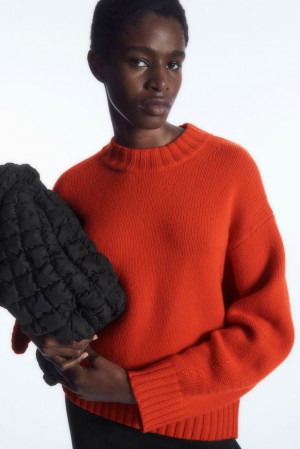 Bright Orange COS Chunky Pure Cashmere Crew-Neck Sweater Sweaters & Cardigans | 357614-IGN