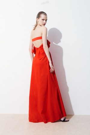 Bright Orange COS The Linen Bustier Dress Dresses | 061394-VFT