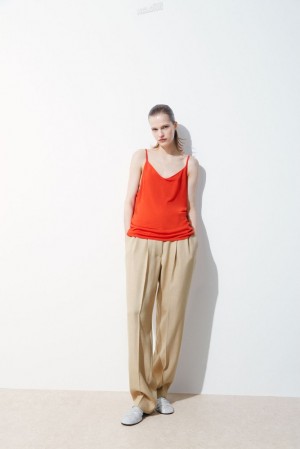 Bright Orange COS The Sheer Knitted Tank Top Tops | 024386-NMX