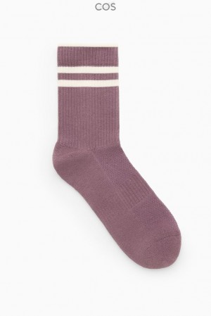 Charcoal MéLange / White COS Striped Sports Socks Socks | 157302-KRA