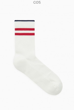 Charcoal MéLange / White COS Striped Sports Socks Socks | 275869-PED