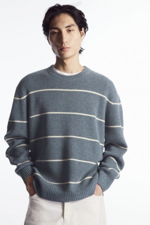 Dark Beige / Striped COS Striped Wool And Yak-Blend Sweater Sweaters & Cardigans | 582763-JYZ