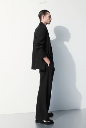 Dark Brown COS The Pleated Wool Pants Suit Pants | 726514-FGU