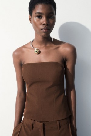 Dark Brown COS The Wool Bandeau Tops | 074369-RBL