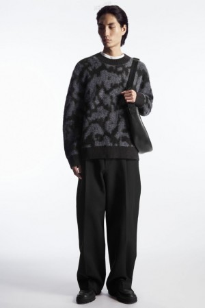 Dark Brown / Grey COS Animal-Jacquard Alpaca-Blend Jumper Sweaters & Cardigans | 670342-DOY