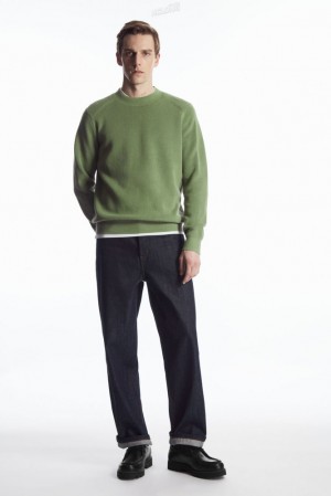 Dark Green COS Ribbed-Knit Jumper Knitwear | 784036-GHT