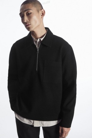 Grey COS Half-Zip Wool-Blend Jumper Sweatshirts & Hoodies | 941732-XGR