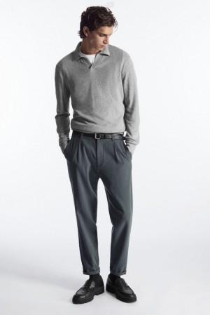 Grey COS Tapered Wool Chinos Trousers | 648097-CPO