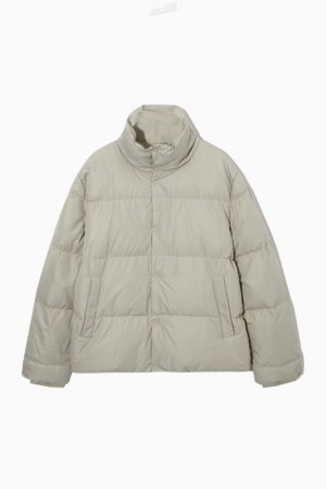 Light Grey COS Short Puffer Jacket Coats & Jackets | 053749-SQF