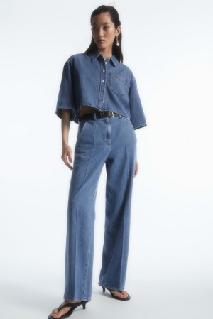 Mid Blue COS Straight-Leg Denim Trousers Trousers | 259417-HPK