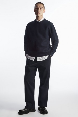 Navy COS Boiled-Wool Crew-Neck Jumper Knitwear | 612048-USF