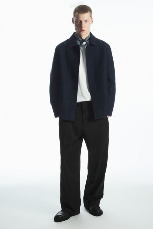 Navy COS Felted Wool Jacket Coats & Jackets | 637920-XNO