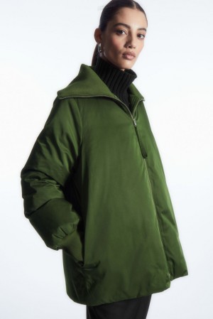 Navy COS Ribbed-Collar Puffer Jacket Coats & Jackets | 782045-CBP