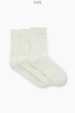 Off-White COS 3-Pack Ribbed Sport Socks Socks | 439801-XCJ