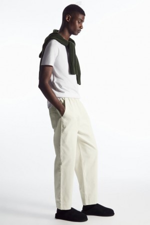 Off-White COS Elasticated Twill Trousers Trousers | 147359-JQS