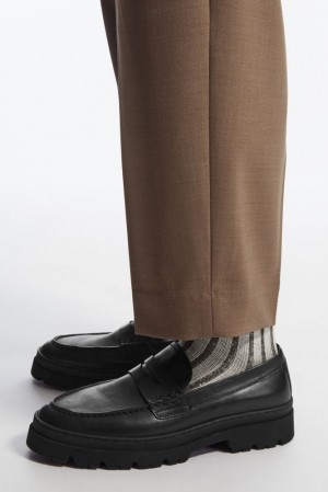 Off-White / Khaki COS Chunky Ribbed Wool Socks Socks | 964587-SOQ