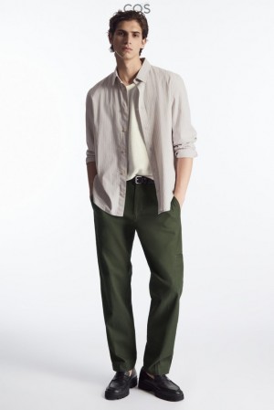 Stone COS Straight-Leg Utility Trousers Pants | 154976-BKW