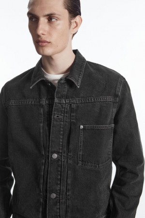 Washed Black COS Boxy Denim Jacket Coats & Jackets | 093562-FBN