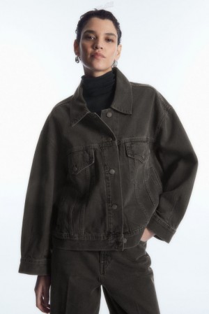 Washed Black COS Oversized Denim Jacket Coats & Jackets | 801596-AJM