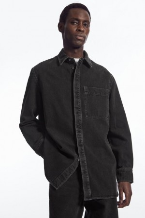 Washed Black COS Oversized Denim Shirt Shirts | 051492-WGA