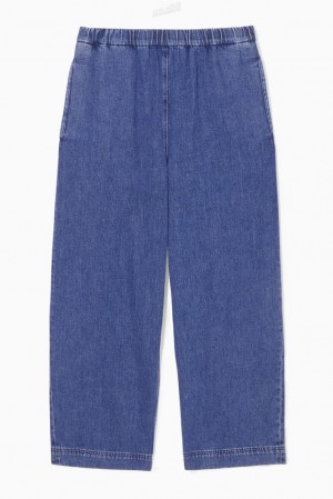 Washed Blue COS Elasticated-Waist Denim Pants Pants | 914528-RPE