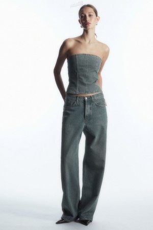 Washed Blue COS Facade Jeans - Straight Pants | 534721-EUR