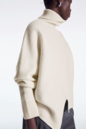 White COS Asymmetric Merino Wool Sweater Sweaters & Cardigans | 487391-ZWD